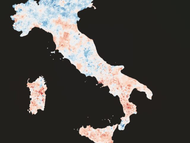 in rosso il NO, in azzurro il SI